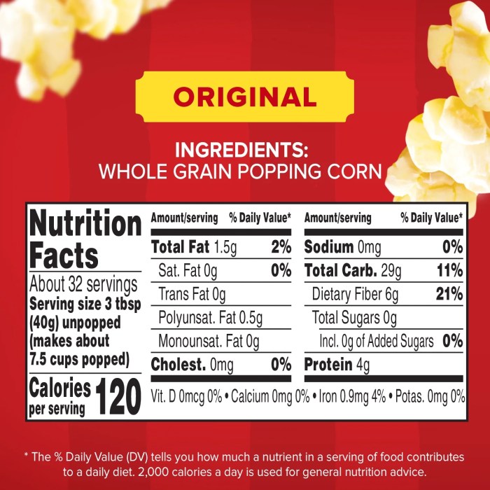 Nutrition facts orville redenbacher popcorn