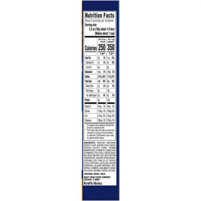 Kraft mac and cheese nutrition facts