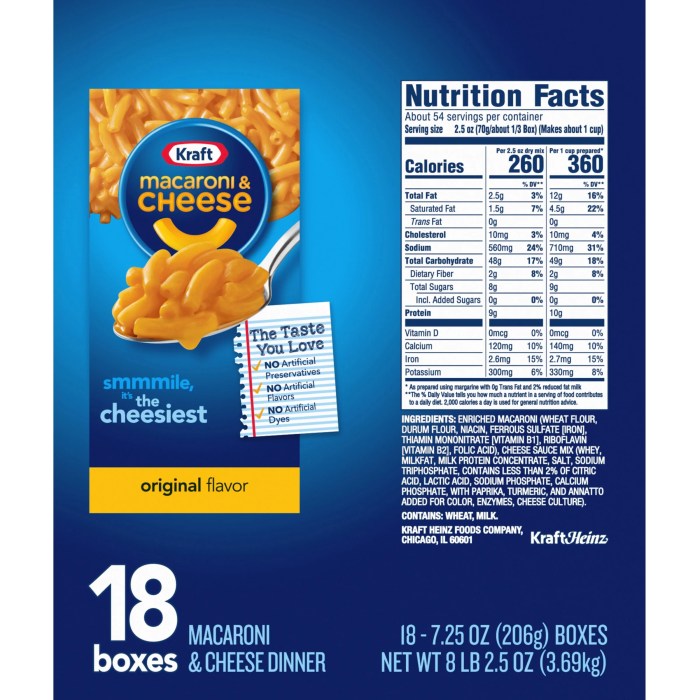 Kraft mac and cheese nutrition facts