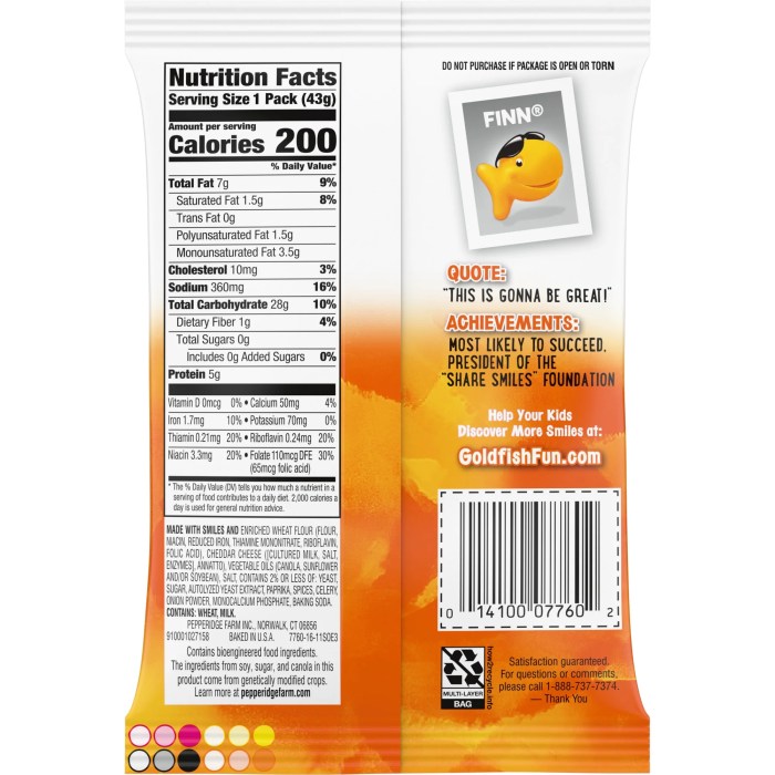 Goldfish crackers nutrition facts