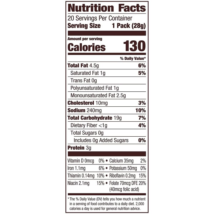 Goldfish crackers nutrition facts