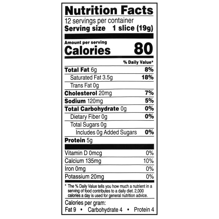 Cheese slice nutrition facts